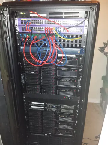 Mar 2015. Recabled, with red and blue runs off the Extreme switch.